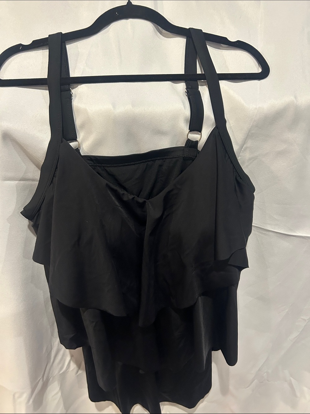Black Ruffled Layered Women's swim Tank Top size 16